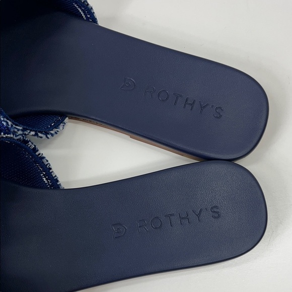 New Rothy’s The Knot Blue Frayed Slip On Sandals Size 7.5 - Picture 3 of 5
